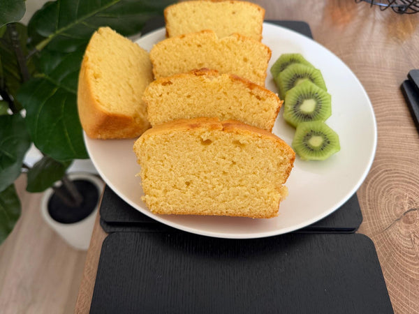 A generous slice of our signature vanilla loaf